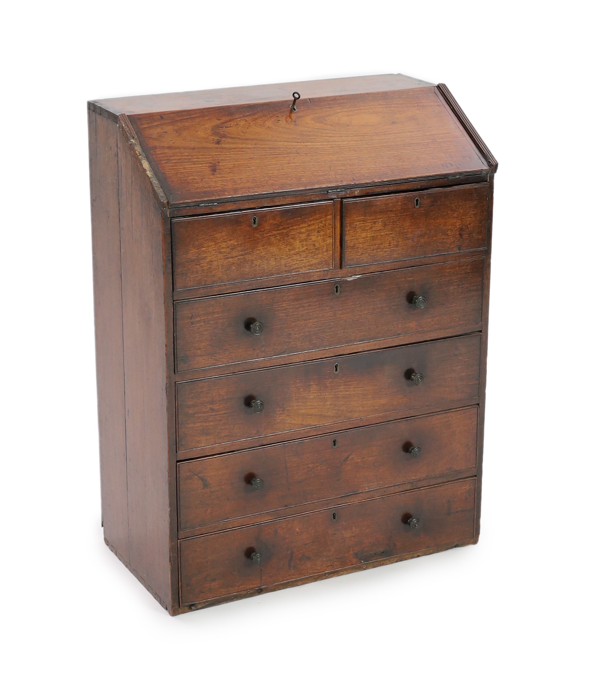An early 19th century Anglo Indian rosewood ship's bureau, W.64cm D.34cm H.84cm